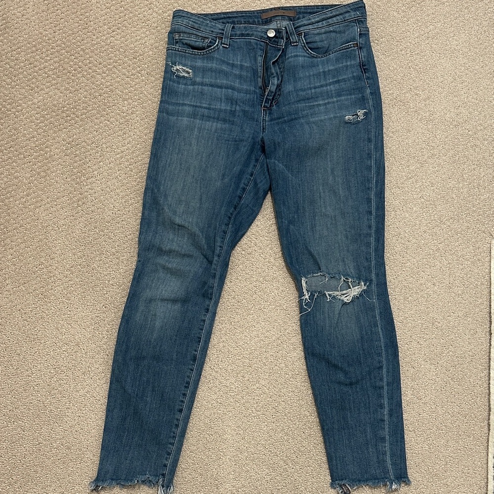 Joe’s Distressed Ankle Jeans in Classic Blue